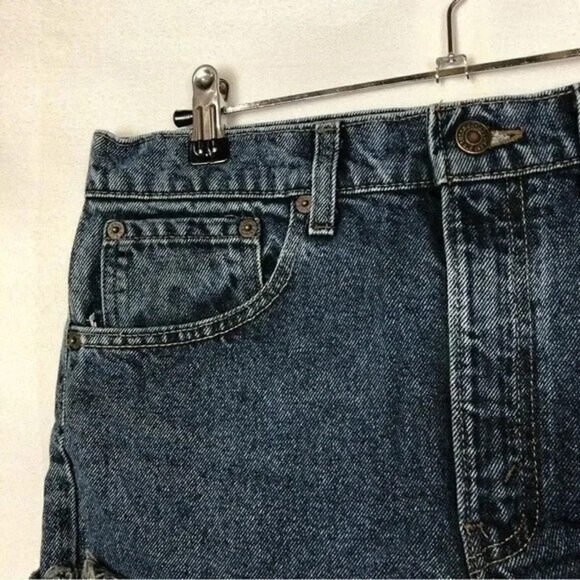 Levi's 505 Dark Wash High Rise Cut Off Jean Shorts 32 - Picture 3 of 3